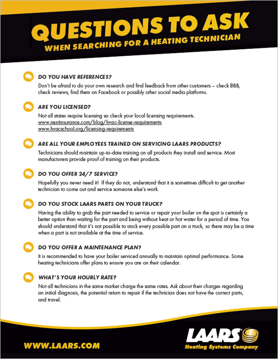 Questions to Ask When Searching for a Heating Technician